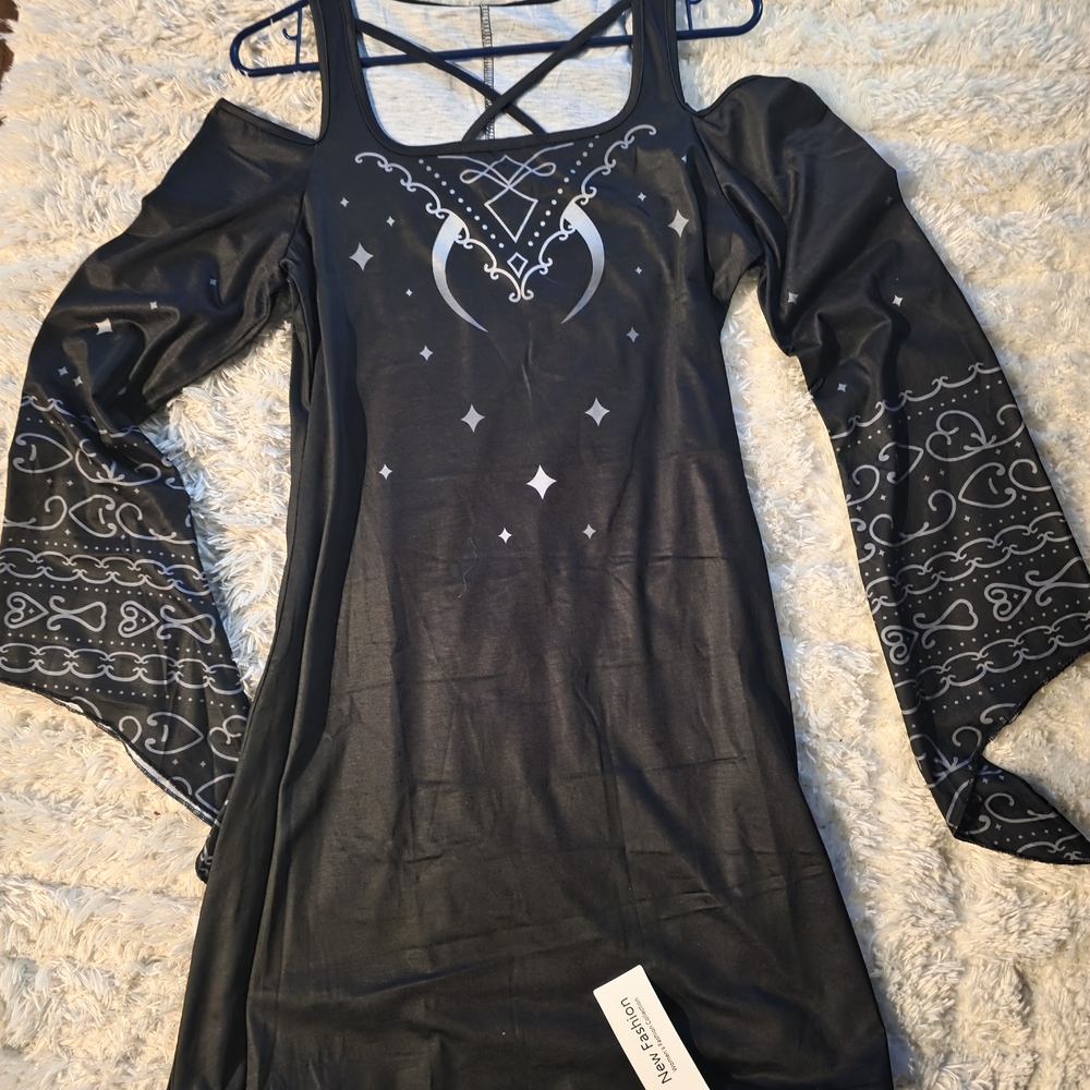 Elegant Black Dress with Silver Accents